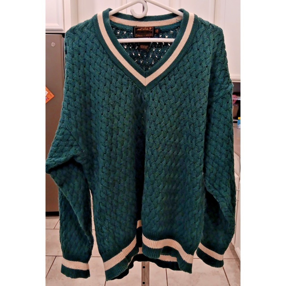 Eddie Bauer Cable Knit Sweater Men's XL Long Sleeve Pullover 100% Cotton Vtg